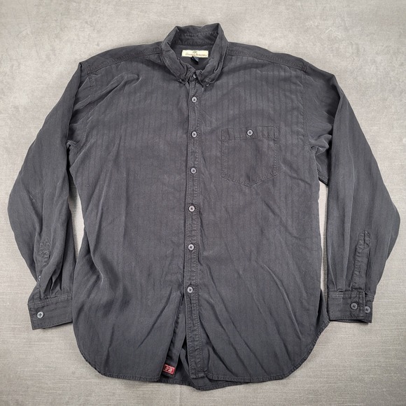 Tommy Bahama Silk Button Down Shirt Herringbone Pattern Long Sleeve‎ XL - Picture 1 of 13